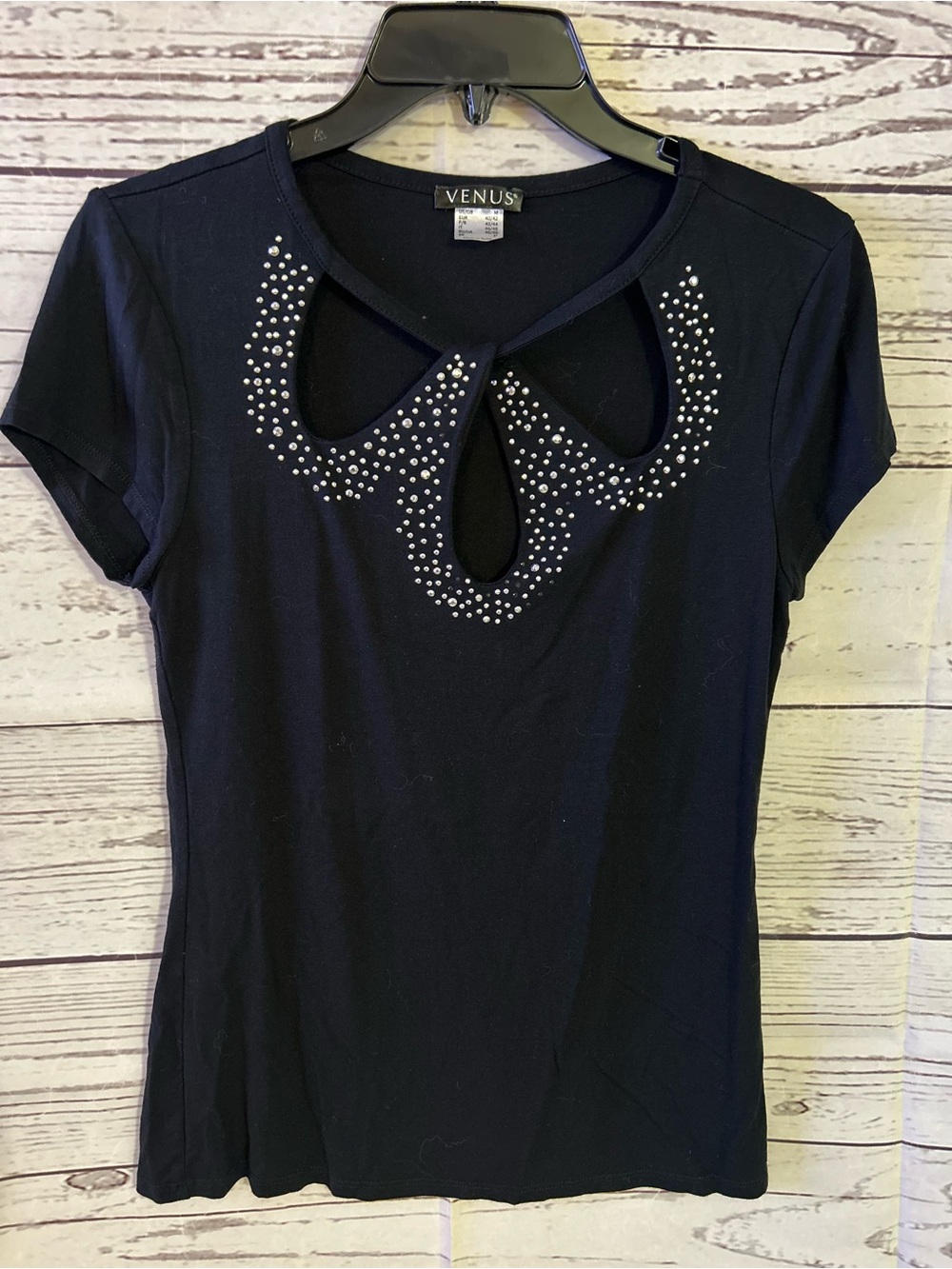 Venus Black top with rhinestones